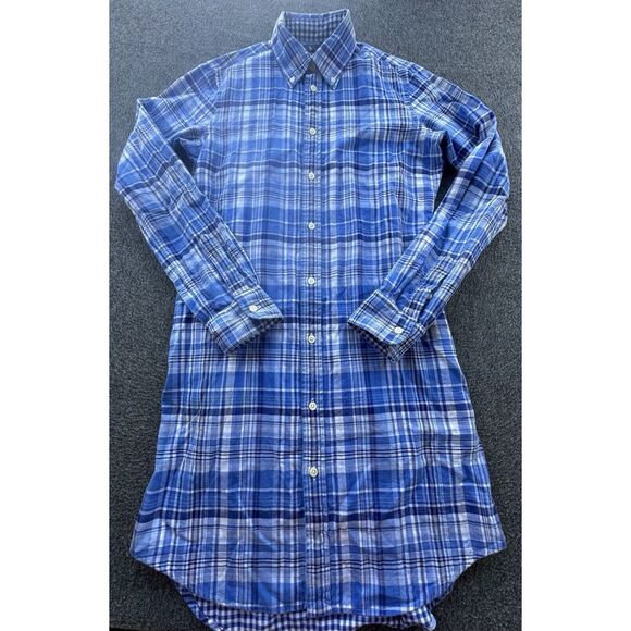 Ralph Lauren Dress Womens Small Blue Plaid Button‎ Up Long Sleeve Midi Collared - Picture 1 of 11